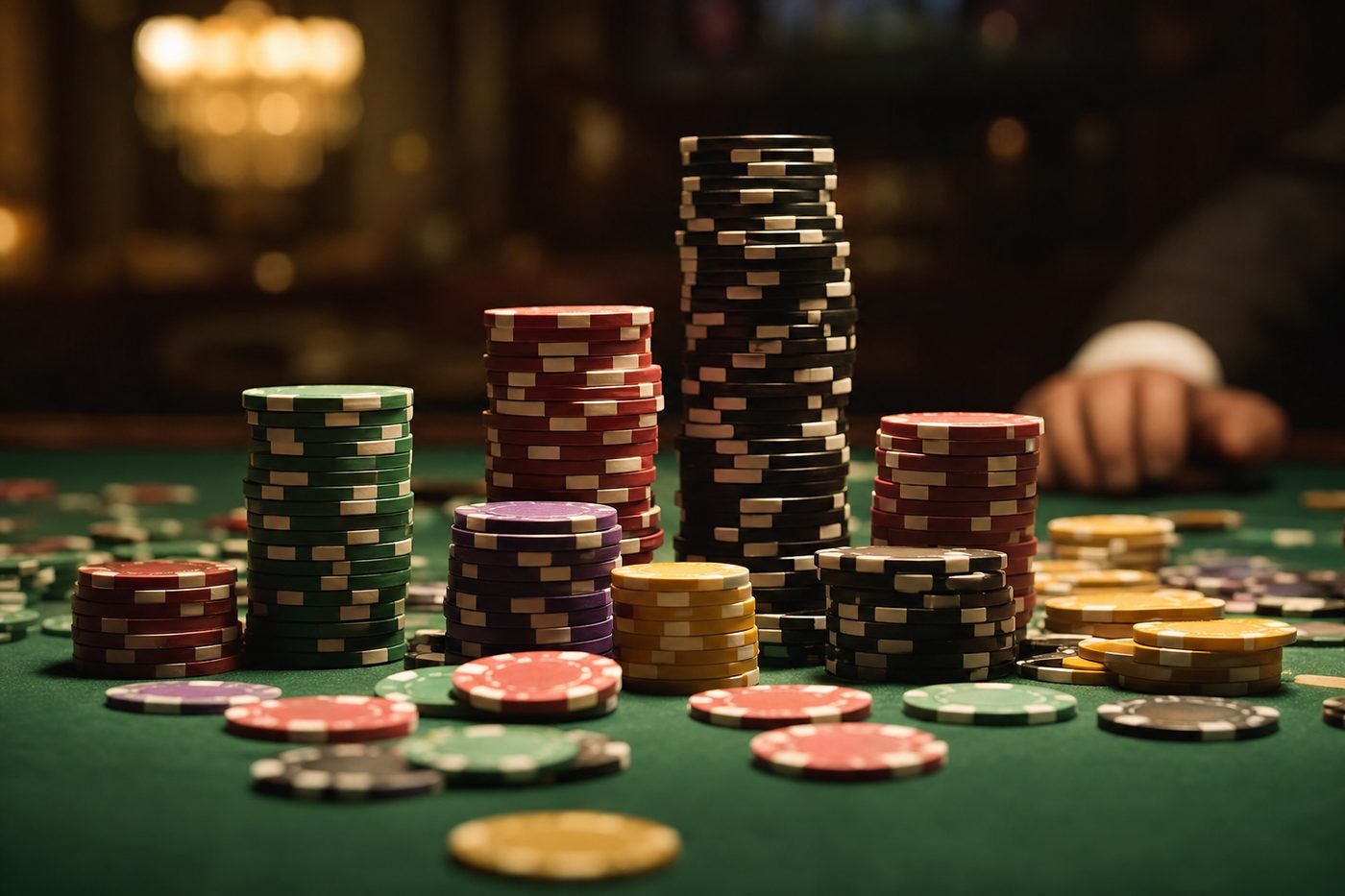 Manos colocando fichas sobre el tapete de una mesa de ruleta