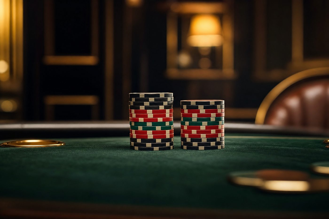 Fichas de casino apiladas en progresión sobre el tapete de una ruleta