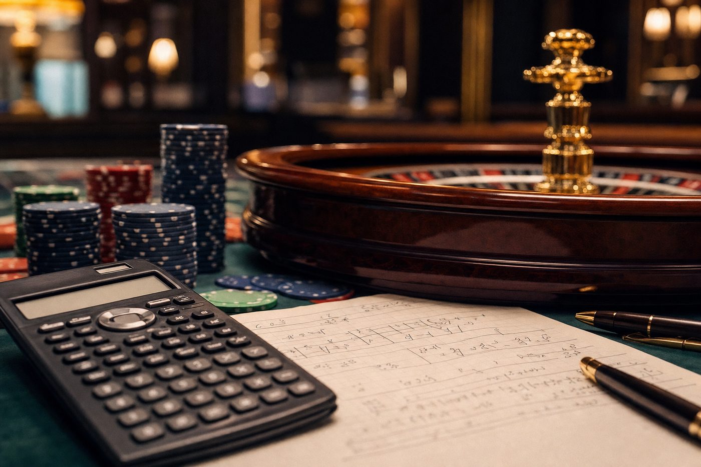 Fichas de casino apiladas en progresión sobre el tapete de una ruleta