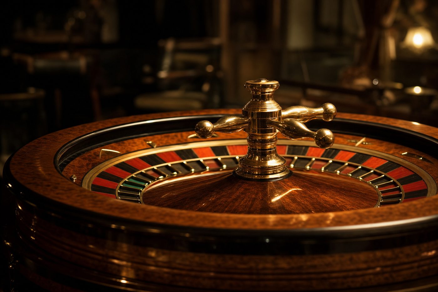 Rueda de ruleta de madera antigua, casino clásico